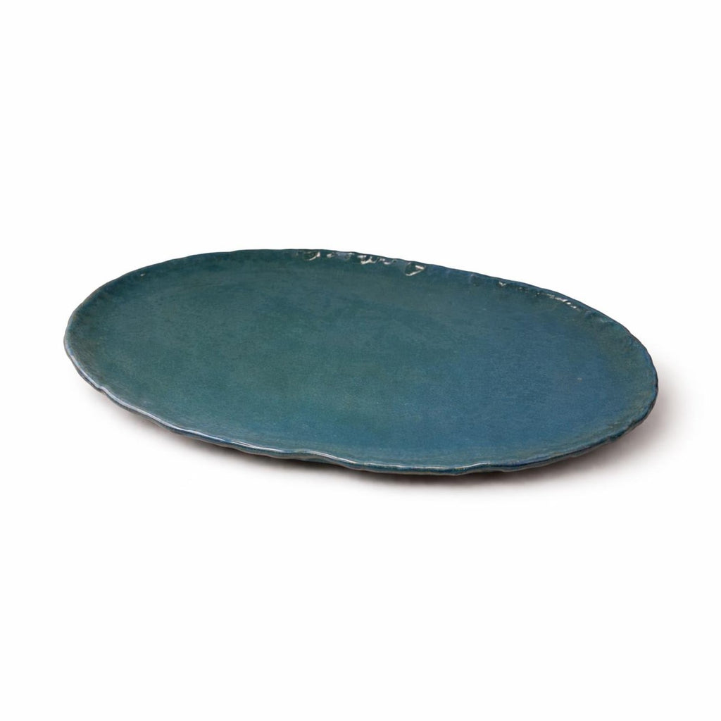 Teal Oval Serving Platter - Large