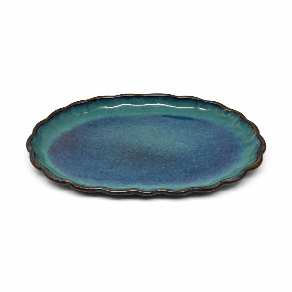 Azure Scalloped Serving Platter – 29 cm