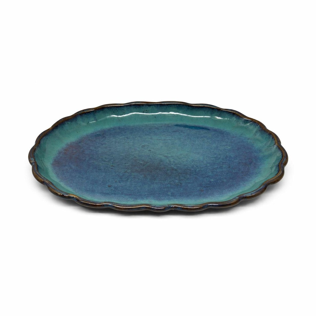 Azure Scalloped Serving Platter – 29 cm