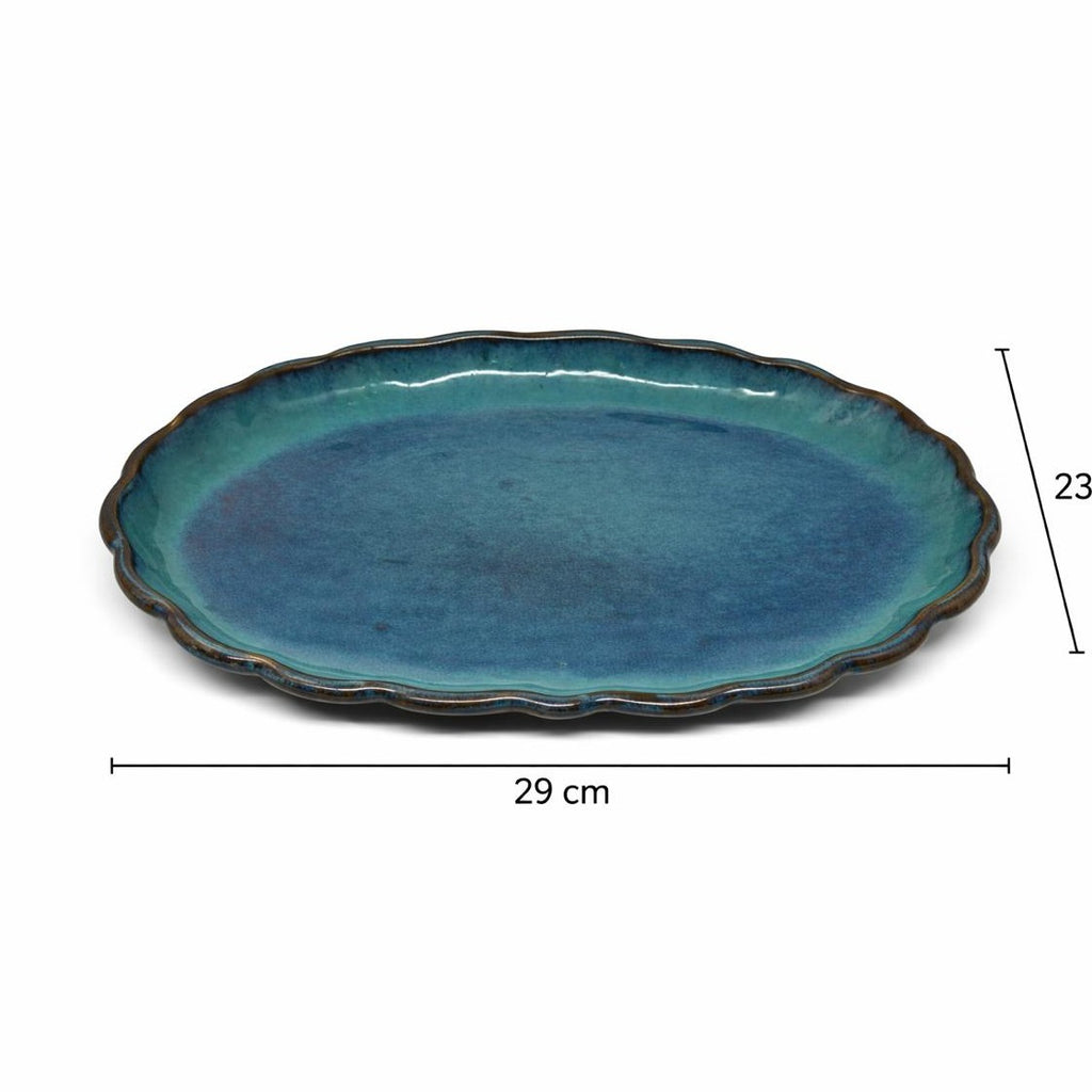 Azure Scalloped Serving Platter – 29 cm