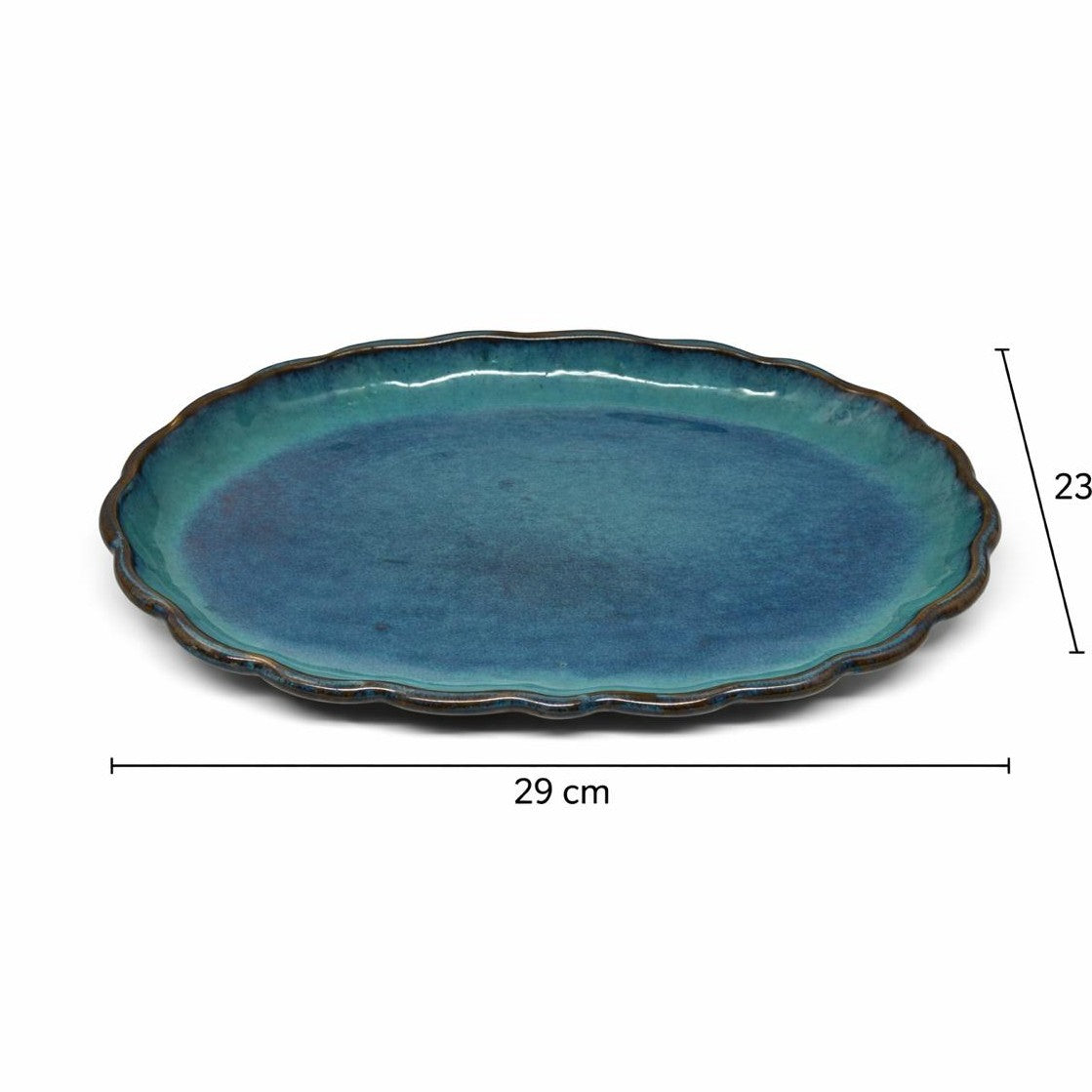 Azure Scalloped Serving Platter – 29 cm