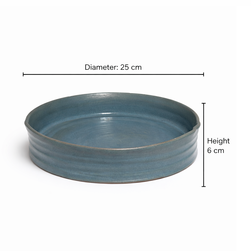 Azure Glazed Serving Dish