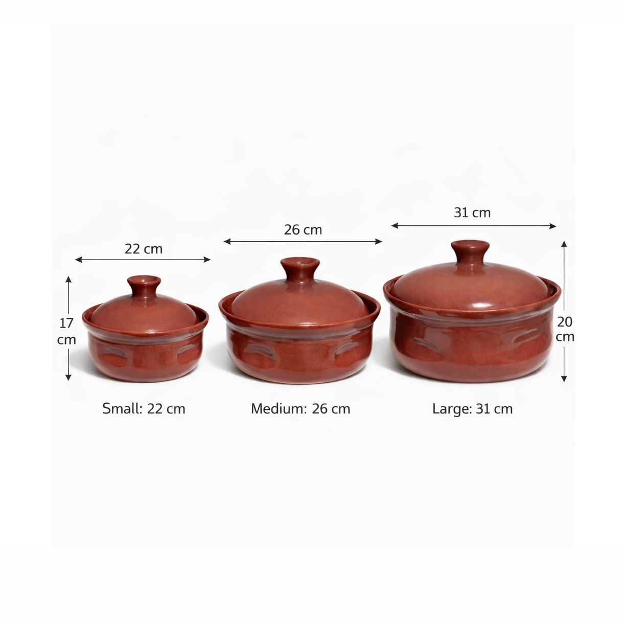 Terracotta Hearth Covered Serving Set — Set of 3