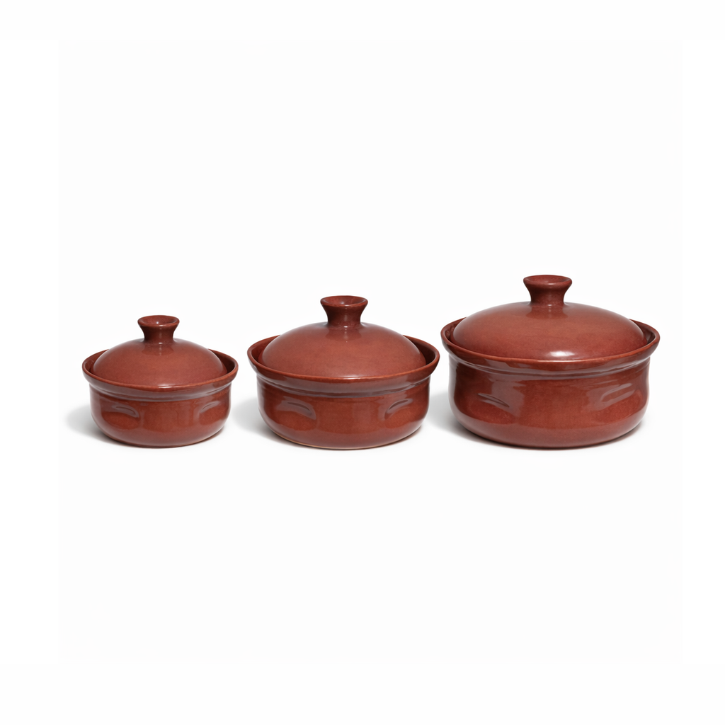 Terracotta Hearth Covered Serving Set — Set of 3
